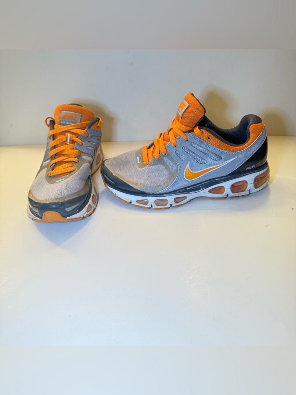 Nike Gray and Orange Air Max-Style Athletic Sneakers